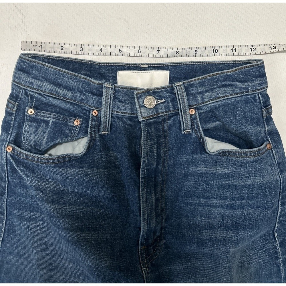 MOTHER Study Hover Jeans 25 X 27 High Rise 90's Straight Leg Frayed Hem Normcore - Picture 5 of 15